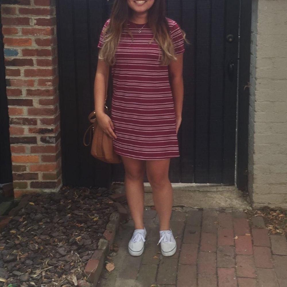Red Striped T-shirt Dress